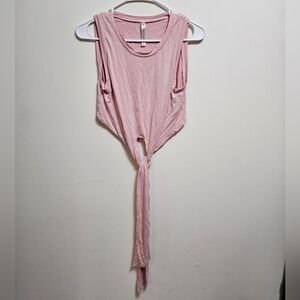 Fabletics Pink Asymmetrical‎ Tie-Front Tank Top